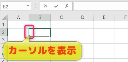 セルの中にカーソルが表示されるので、文字が入力できる状態になります。